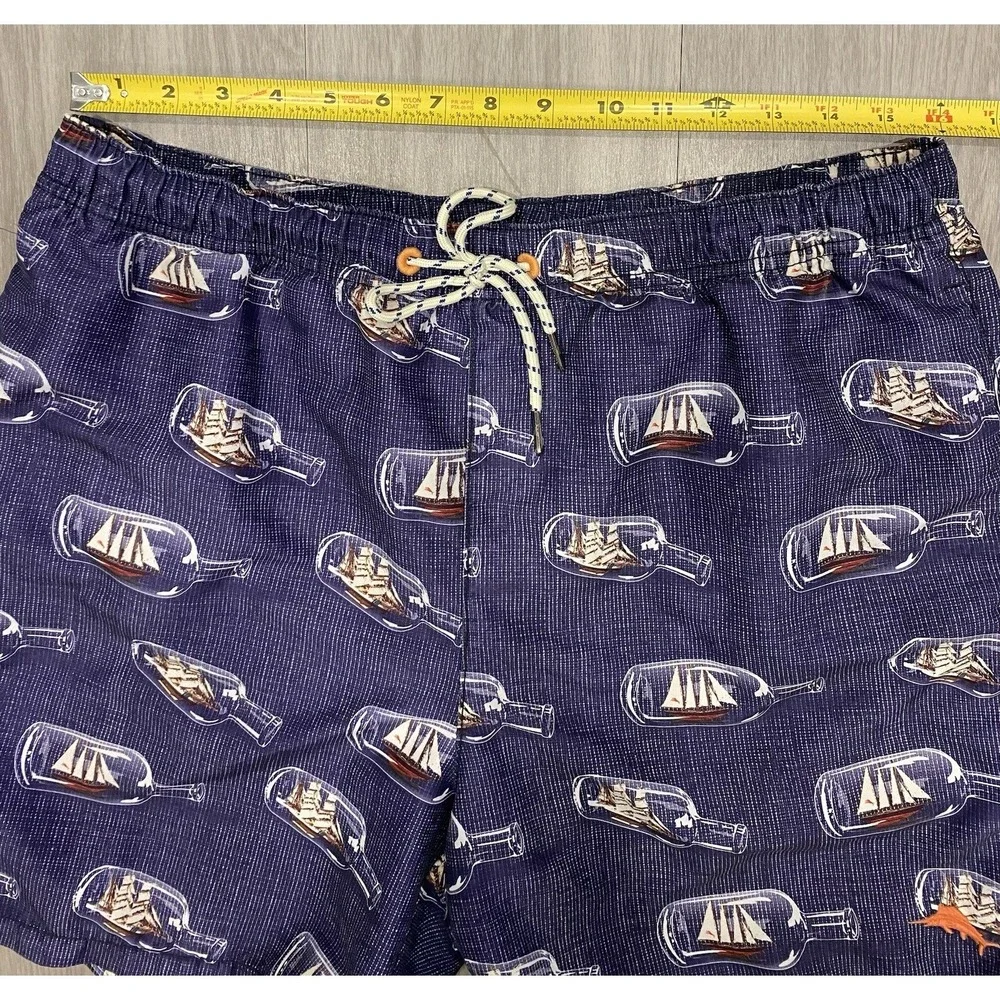 Tommy Bahama Relax Mens Swim Medium Shorts Trunks Ship in a Bottle Blue
